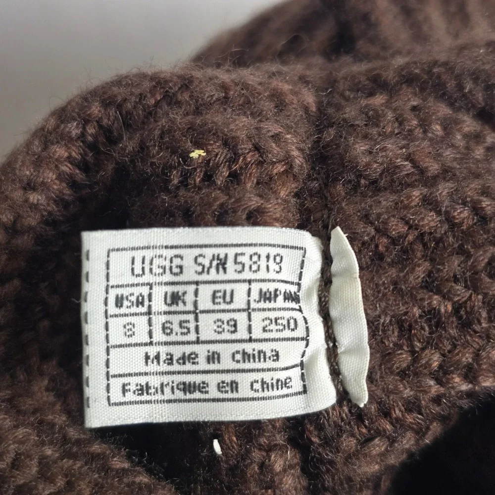 UGG Lattice Cardy Brown Knit Tall Button Boots 5819 Womens 8
